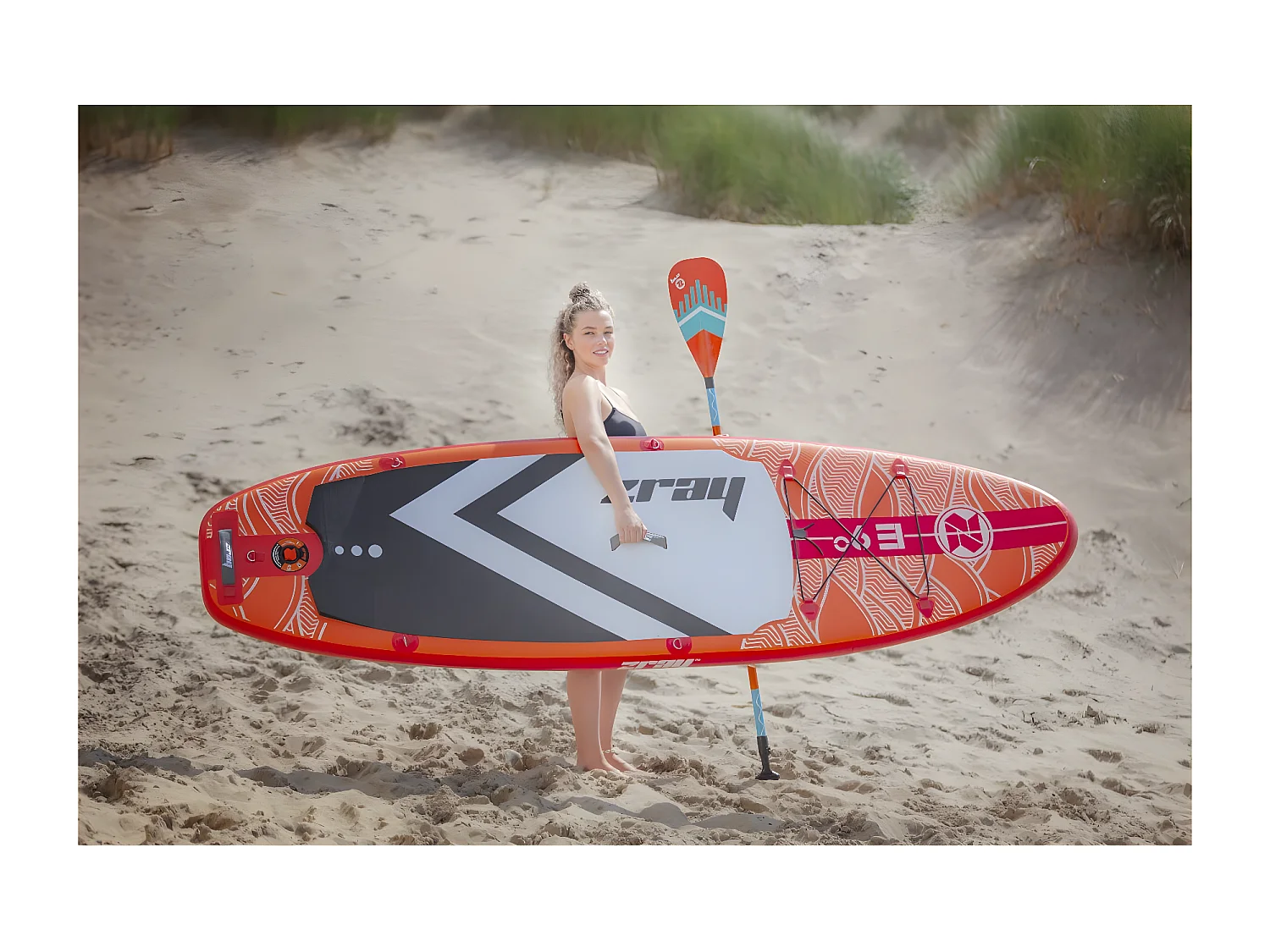 SUP Paddle Aufblasbar Evasion 9' 275x76x13cm (9'x30''x5'') - Max 95kg - Rot Zray - Pack Paddel Pumpe Transporttasche - Max 95kg -194L-