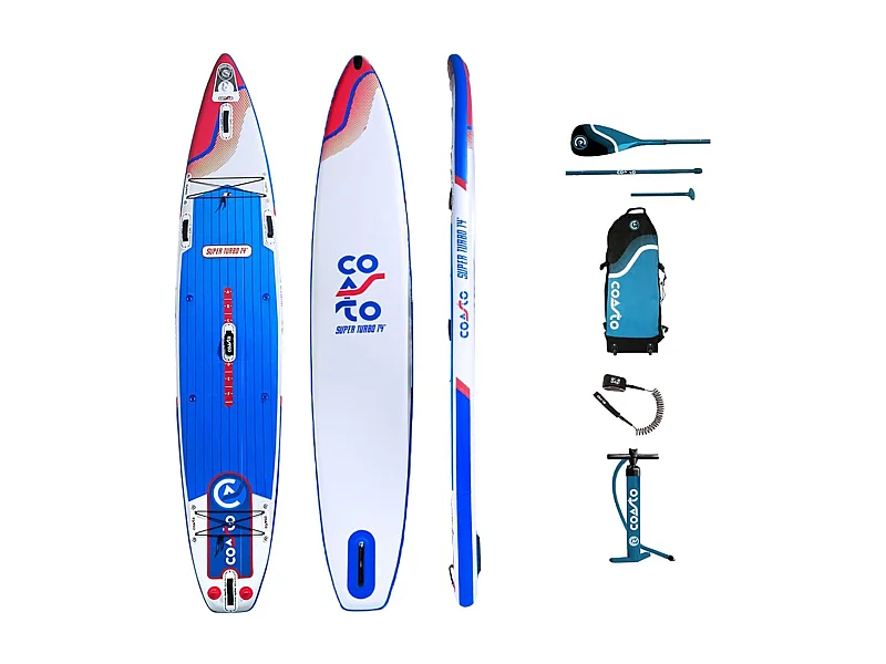 Pagaia SUP gonfiabile Race Super Turbo 14' Coasto - 427x71x15cm (14'x28''x6'') Dropstitch doppio strato fuso - Confezione completa - Collection 2021