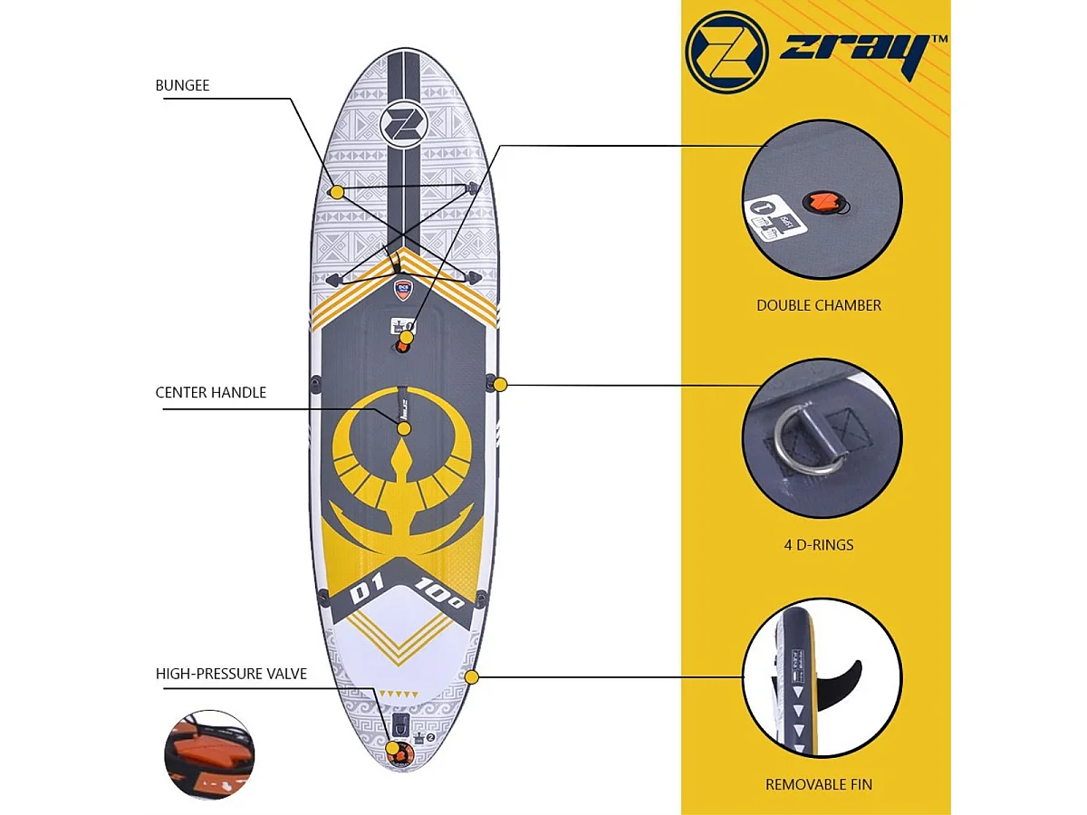 Pagaia SUP gonfiabile Dual 10'Zray - Dropstitch Doppia Camera - Confezione completa Max 130kg - 268l 305x81x15cm(10'x32''x6'')