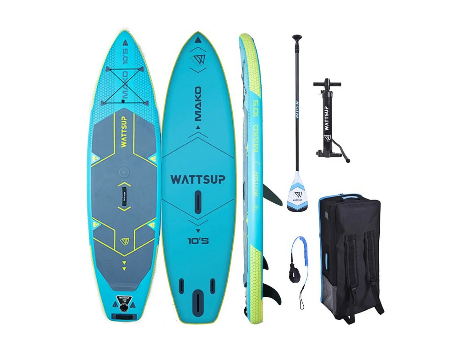 SUP Mako Wattsup Dropstitch - 318x81x15 cm (10'5" x 32" x 6") - Pack complet - Max 115kg