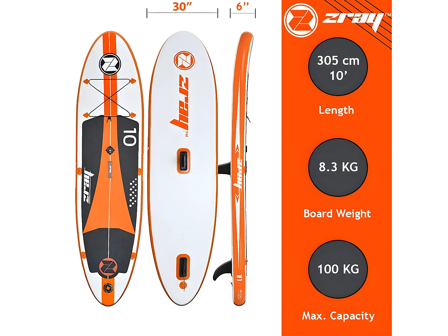 SUP Paddle Gonflable Windsup 10' - Dropstitch Pack complet + voile Transport - Max 100kg - 246l - 305x76x15cm (10'x30''x6'')