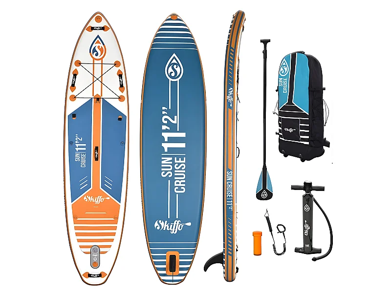 Stand Up Paddle Inflatable Sun Cruise 11'2 Skiffo 340x84x15cm (11'2 "x33 "x6") - Dropstitch Double Layer Fused Pack Complete