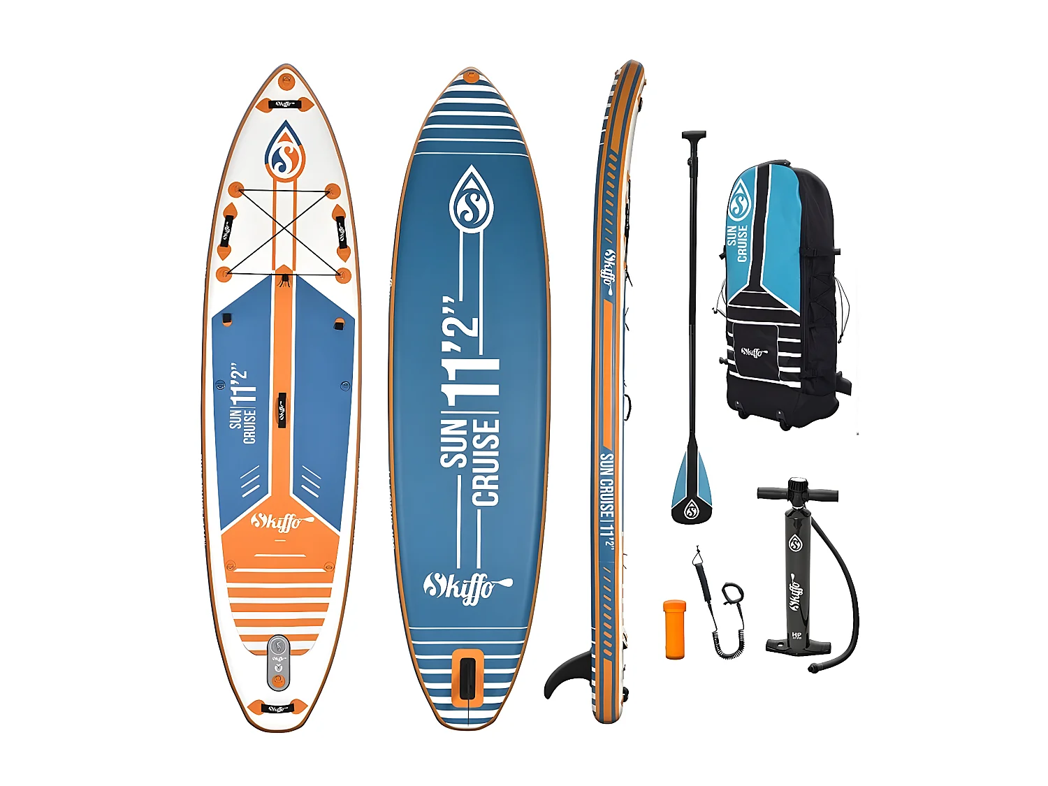 Stand Up Paddle gonfiabile Sun Cruise 11'2 Skiffo 340x84x15cm (11'2 "x33 "x6") - Dropstitch Doppio Strato Fuso Confezione Completa