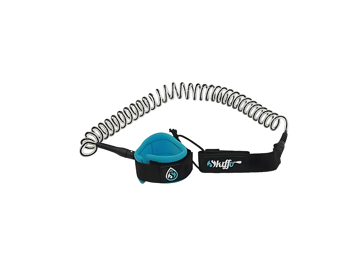 Leash Torsadé Skiffo pour SUP/Surf - 8 mm - Bleu/Noir