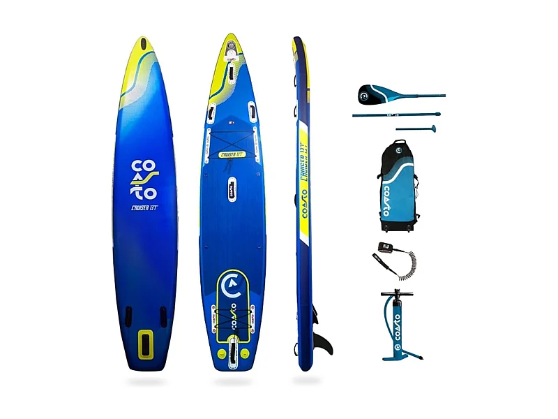 SUP Paddle Inflatable Cruiser 13'1 - 398x78x15cm Dropstitch Double Layer Fused Pack Paddel Leash Pumpe Transporttasche - Collection 2021