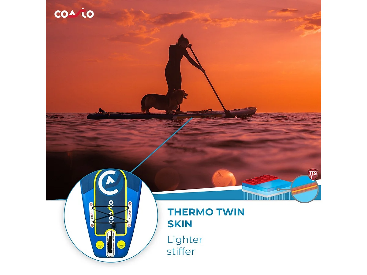 SUP Paddle Inflatable Cruiser 13'1 - 398x78x15cm Dropstitch Double Layer Fused Pack Paddel Leash Pumpe Transporttasche - Collection 2021