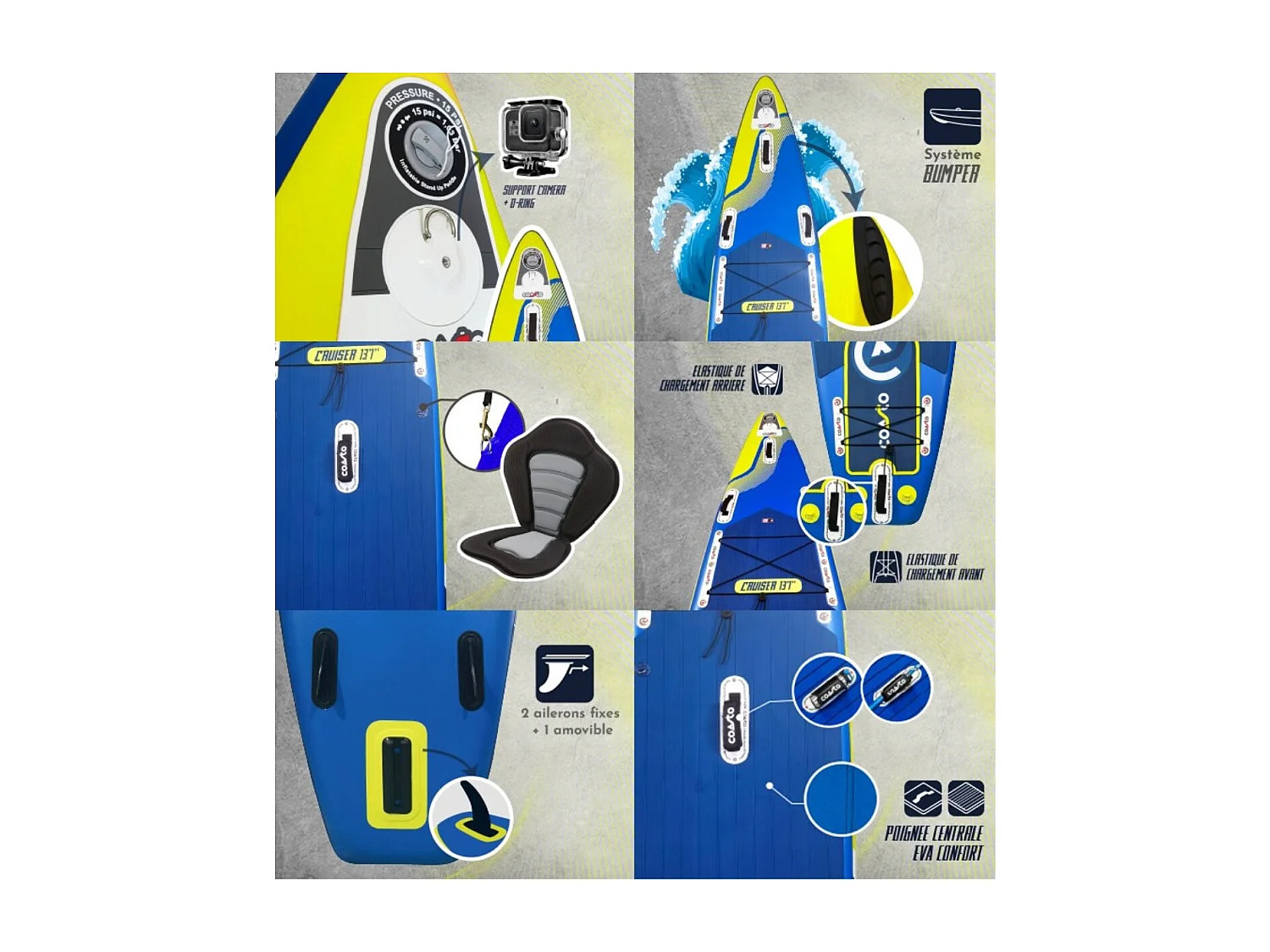 SUP Paddle Inflatable Cruiser 13'1 - 398x78x15cm Dropstitch Double Layer Fused Pack Paddel Leash Pumpe Transporttasche - Collection 2021