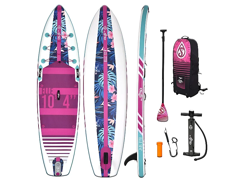 SUP Paddle Aufblasbar Elle Skiffo 10'4 - 315x79x13cm(10'4 "x31 "x5") Dropstitch Stringer - Komplettpaket - Bis zu 105kg - 236l