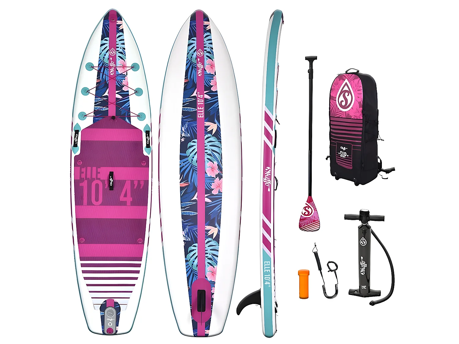 SUP Paddle Gonflable Elle Skiffo 10'4 - 315x79x13cm(10'4"x31"x5") Dropstitch Stringer - Pack complet - Jusqu'à 105kg - 236l