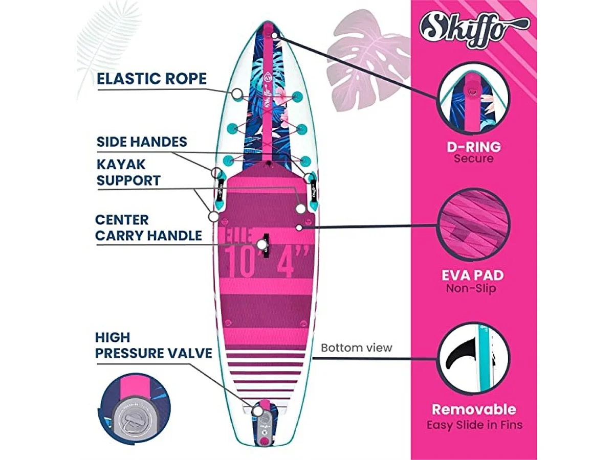 SUP Paddle Gonflable Elle Skiffo 10'4 - 315x79x13cm(10'4"x31"x5") Dropstitch Stringer - Pack complet - Jusqu'à 105kg - 236l