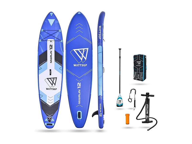 Pagaia SUP gonfiabile Marlin 12' Wattsup 365x81x15cm (12'x33 "x6") - Blu - Cucitura a goccia - Confezione completa - Fino a 150kg- 349L