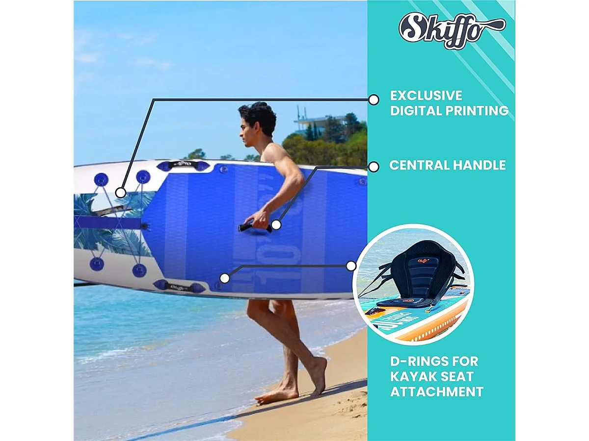 SUP Paddle Gonflable Lui 10'8 325x84x15cm(10'8x33"x6") - MAX 120kg - 294L - Skiffo Dropstitch Stringer - Pack complet -