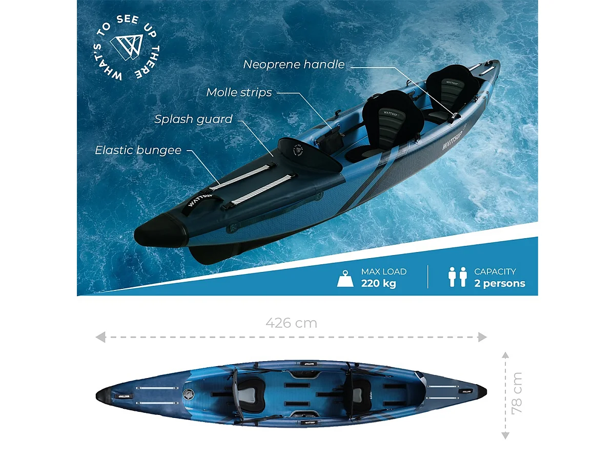 KAYAK HINCHABLE DE ALTA PRESIÓN WATTSUP TORPEDO 2 PLAZAS