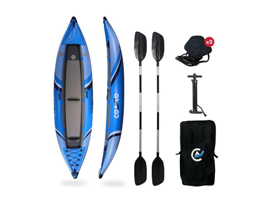 Coasto Kayak Lotus 2 plazas-PB-CKL400-PVC Canoa hinchable con 2 remos, bomba y bolsa de transporte-400x90cm(13'x35) Adulto Unisex, Multicolor, Estándar