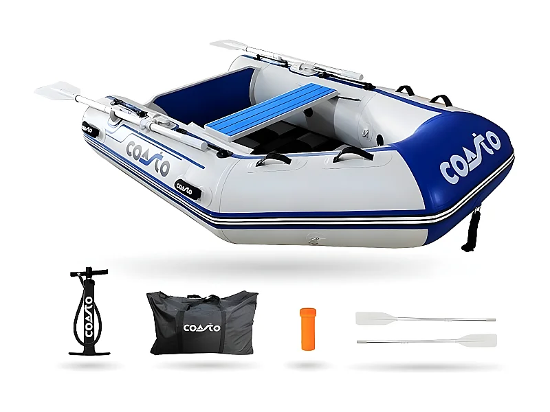 Aufblasbares Beiboot Slat 200 Coasto - 200x130 cm 2+1 Person - Carbon Lattenboden - 2 Paddel 1 Pumpe 1 Transporttasche  - 200 x 131cm