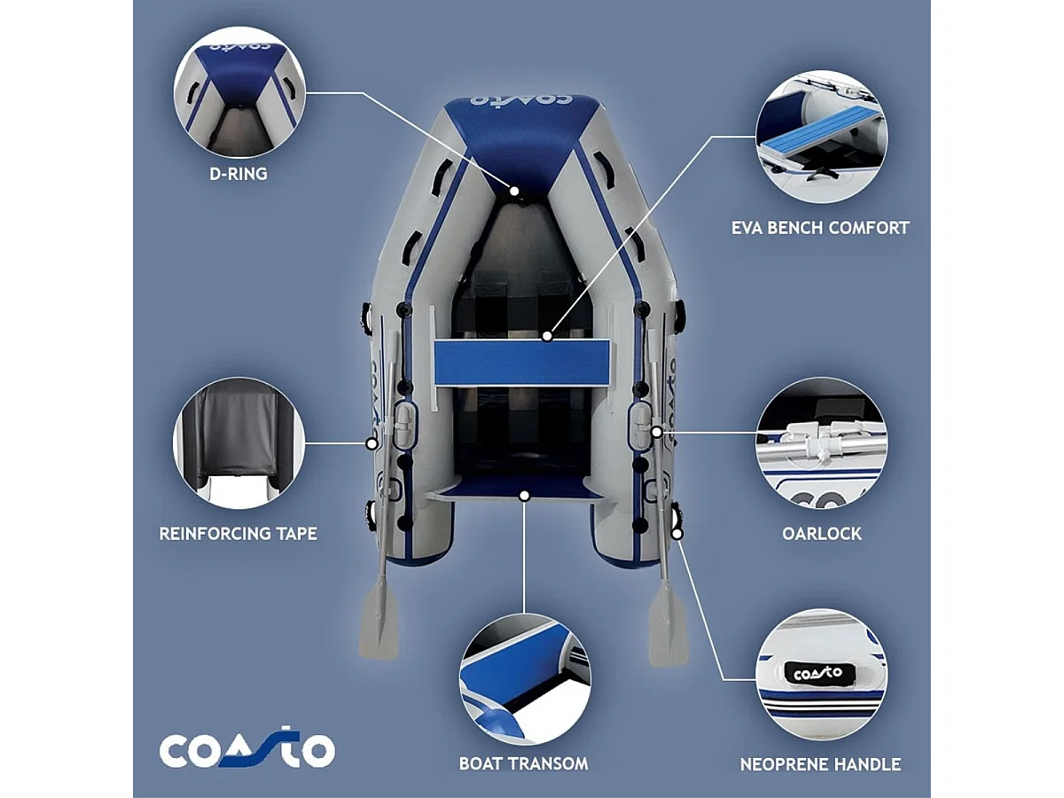 Annexe gonflable Slat 230 Coasto 3 Places - 230x130cm Plancher Latte Carbone - 2 Pagaies 1 Pompe 1 sac de Transport -