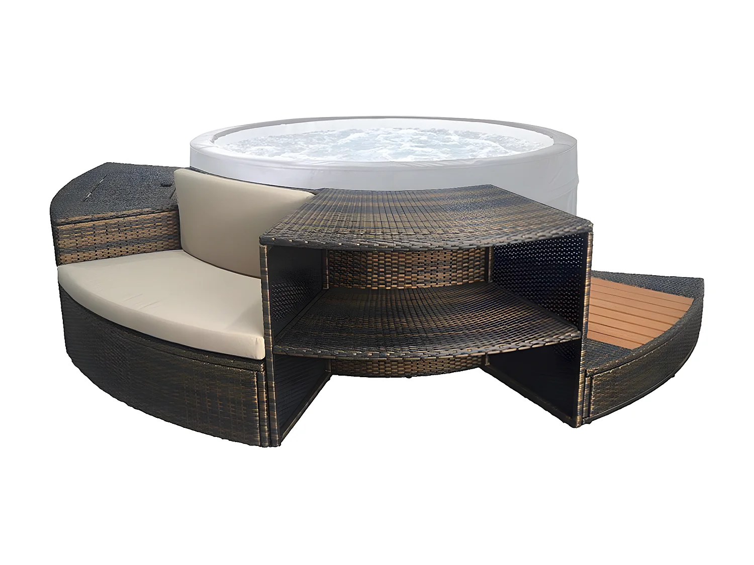 Mueble spa semirrígido de diseño Vita 140 Netspa PVC trenzado - Diámetro exterior total con mueble 290cm - Juego de 5 módulos