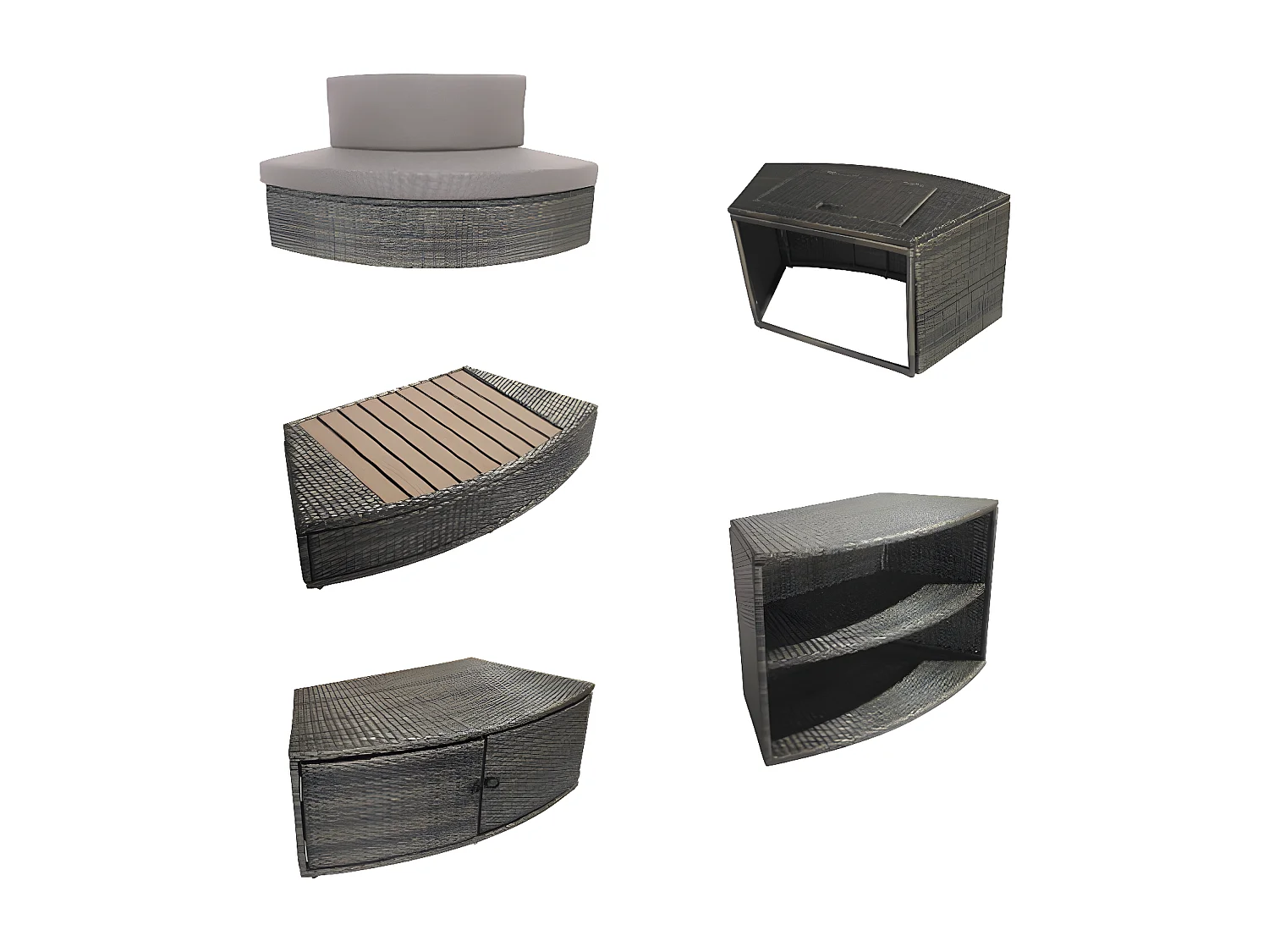 Mueble spa semirrígido de diseño Vita 140 Netspa PVC trenzado - Diámetro exterior total con mueble 290cm - Juego de 5 módulos