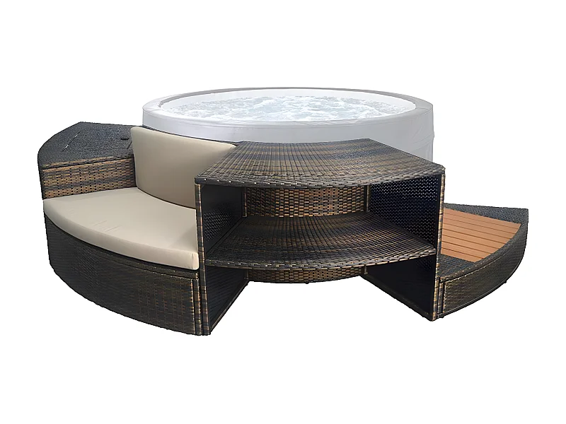 Design Spa Möbel halbsteif Vita 140 Netspa PVC geflochten - Gesamtaußendurchmesser mit Möbel 290cm - Set aus 5 Modulen