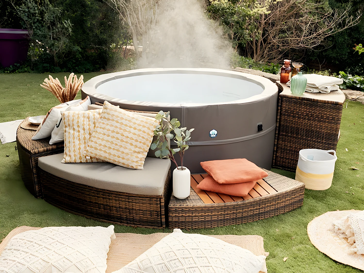 Mueble de diseño para Spa Vita premium Netspa - Diámetro exterior total con mueble 290cm PVC Trenzado  - Juego de 5 módulos