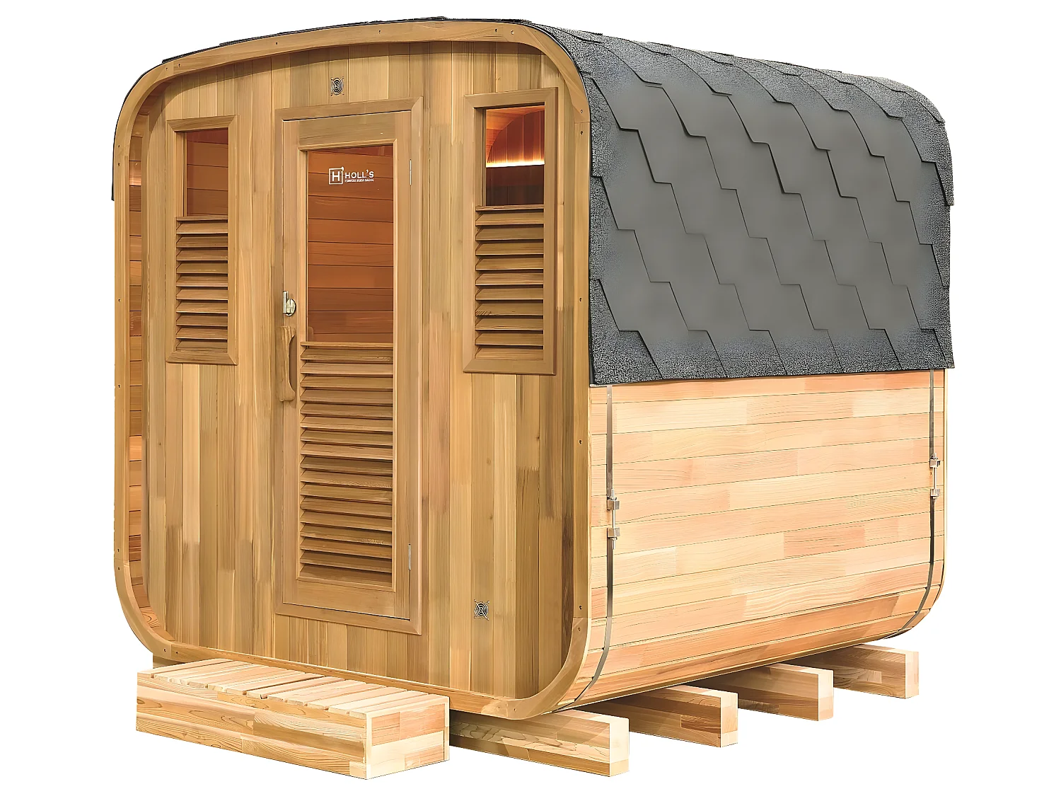 Sauna Gaïa Nova Holl's Dampf 205x205x220 cm - 6 bis 8 kW (nicht im Lieferumfang enthalten) - Fichte 6 Plätze - Nova - Fichte