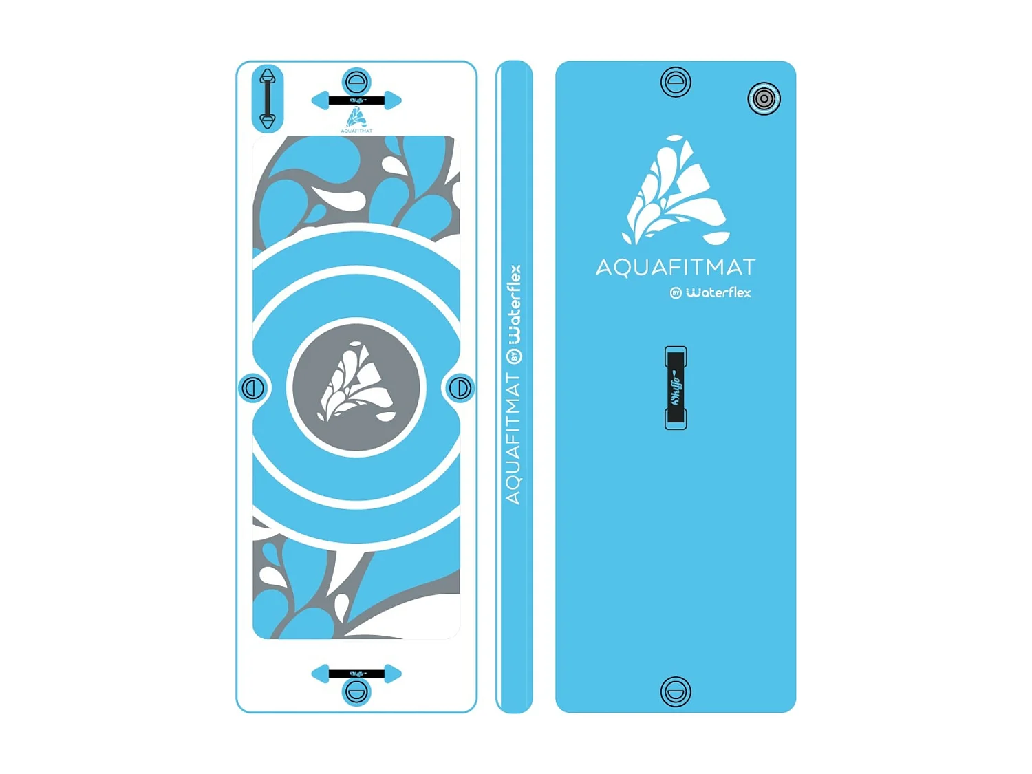 Waterflex WX-AQUAFITMAT - Aquafitmat - Schwimmende Matte - Für den Pool - Eine spielerische Animation - Blau und Weiß - Inklusive Verankerungsset