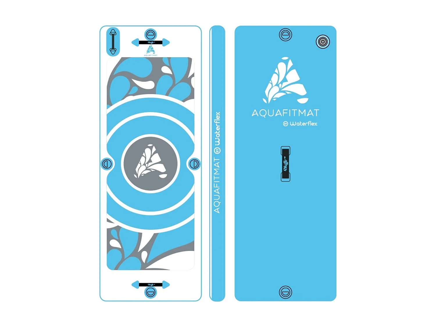 Waterflex WX-AQUAFITMAT - Aquafitmat - Schwimmende Matte - Für den Pool - Eine spielerische Animation - Blau und Weiß - Inklusive Verankerungsset