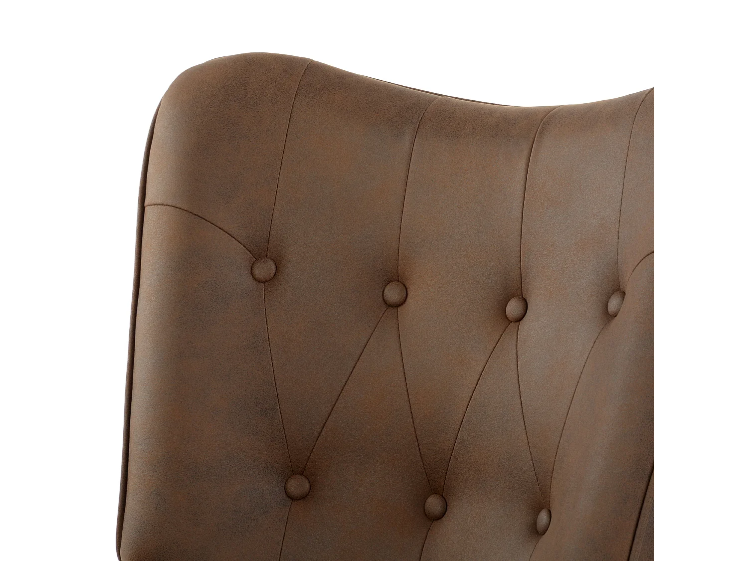 Fauteuil scandinave capitonné en tissu vintage rétro marron foncé pieds points dorés KAS FABRIC DARK BROWN BLACK GOLD LEG