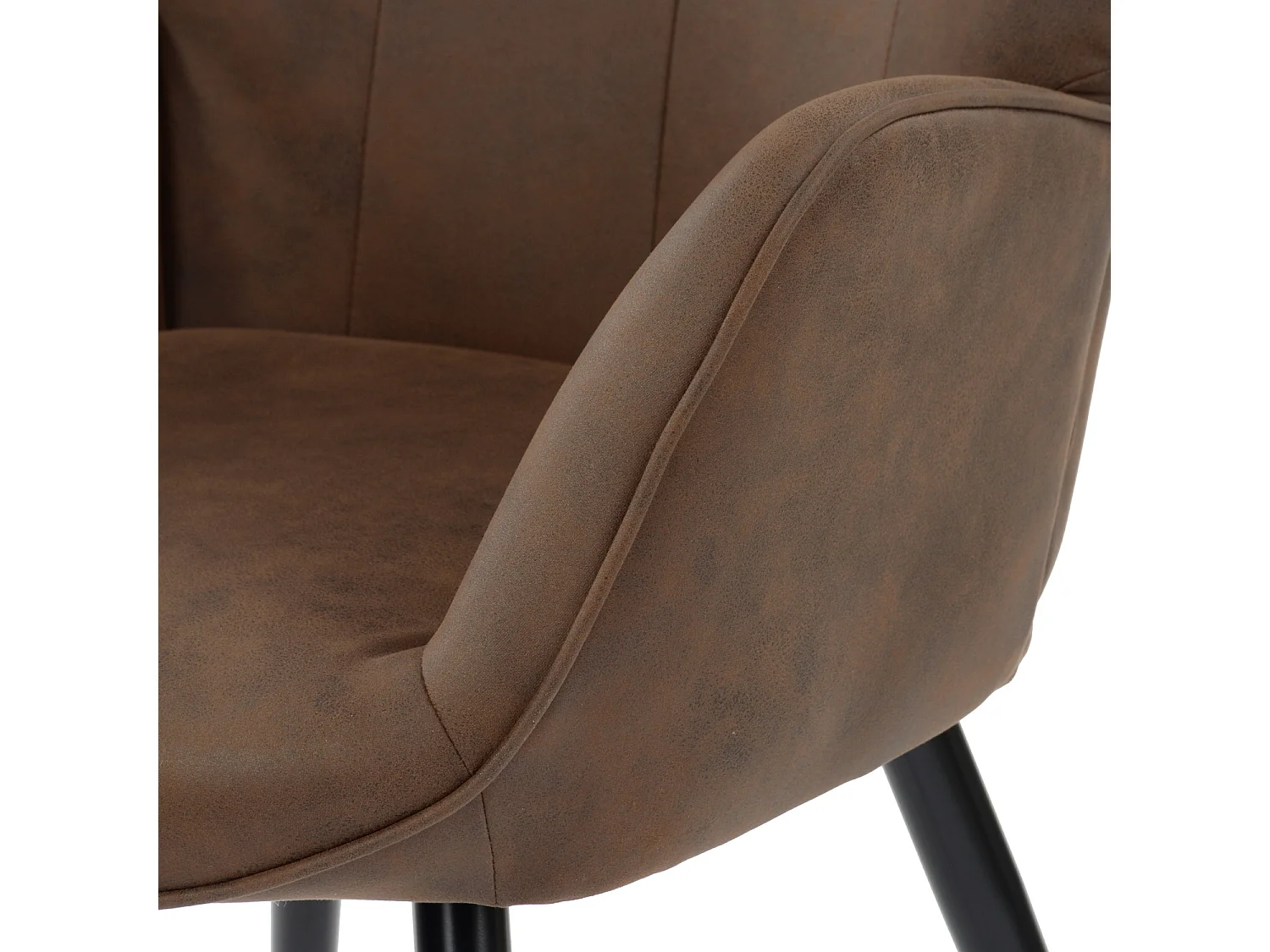 Fauteuil scandinave capitonné en tissu vintage rétro marron foncé pieds points dorés KAS FABRIC DARK BROWN BLACK GOLD LEG