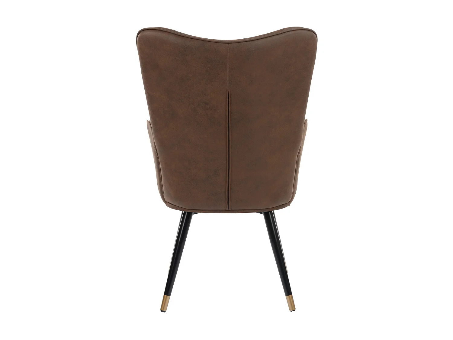 Fauteuil scandinave capitonné en tissu vintage rétro marron foncé pieds points dorés KAS FABRIC DARK BROWN BLACK GOLD LEG