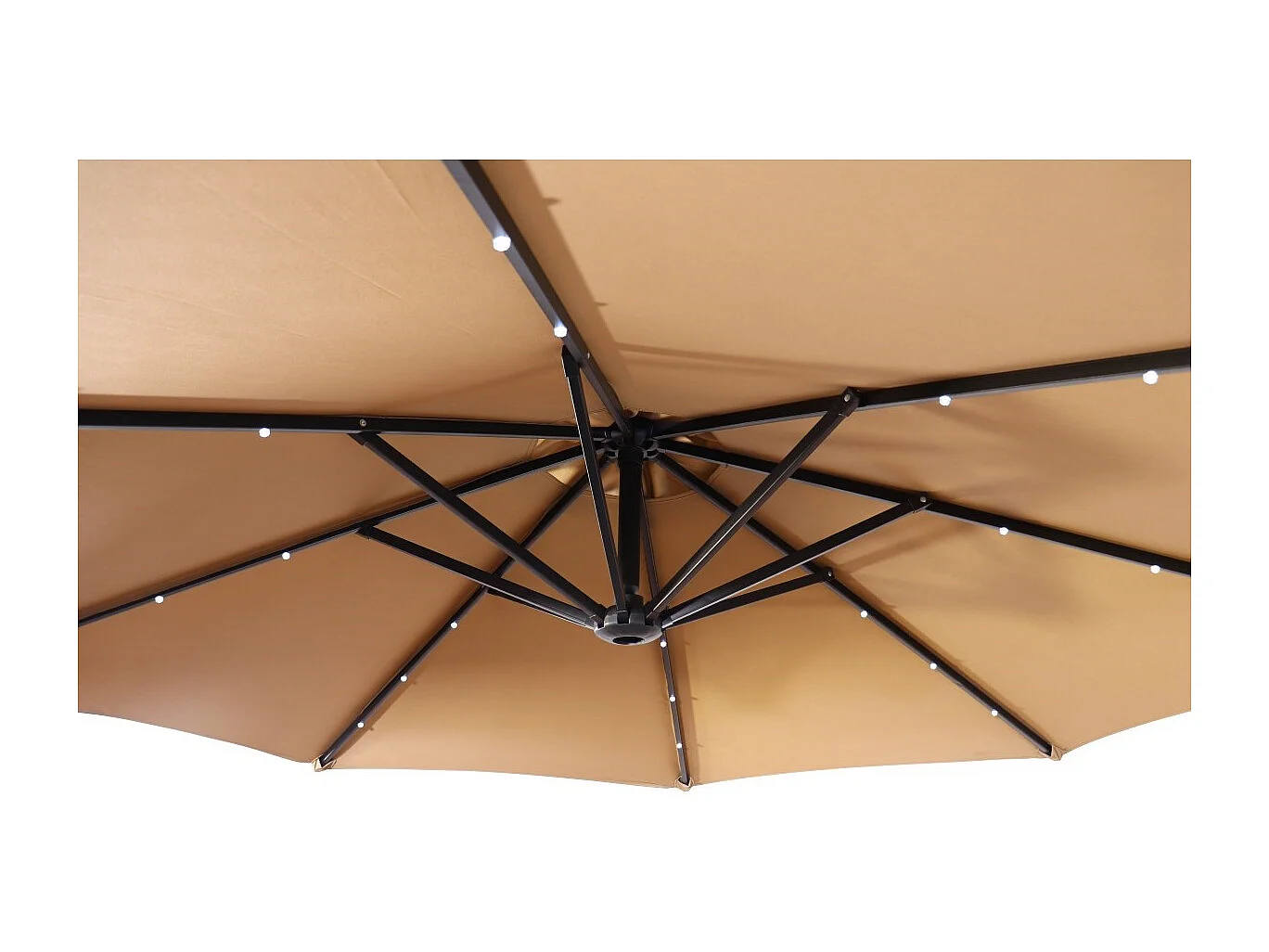 Parasol LED solaires intégrées + Base Netspa pour Spa - 250x250cm - 100% Polyester imperméable 250g - 10,2 kg - Coloris Beige +