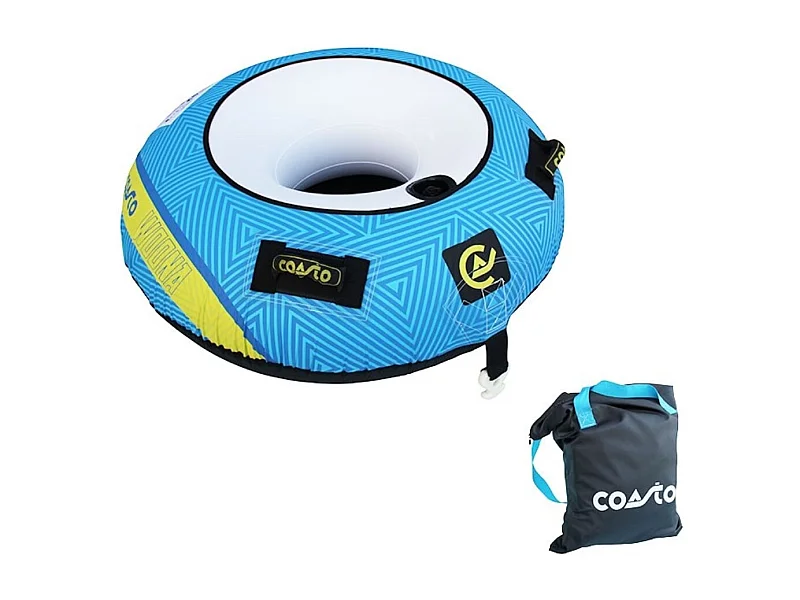 Bouée tractée Coasto Woona - 137 cm - Charge max.70 kg - 2 poignées Néoprène - Nylon 420 D - Construction PVC 26G - 1 Place