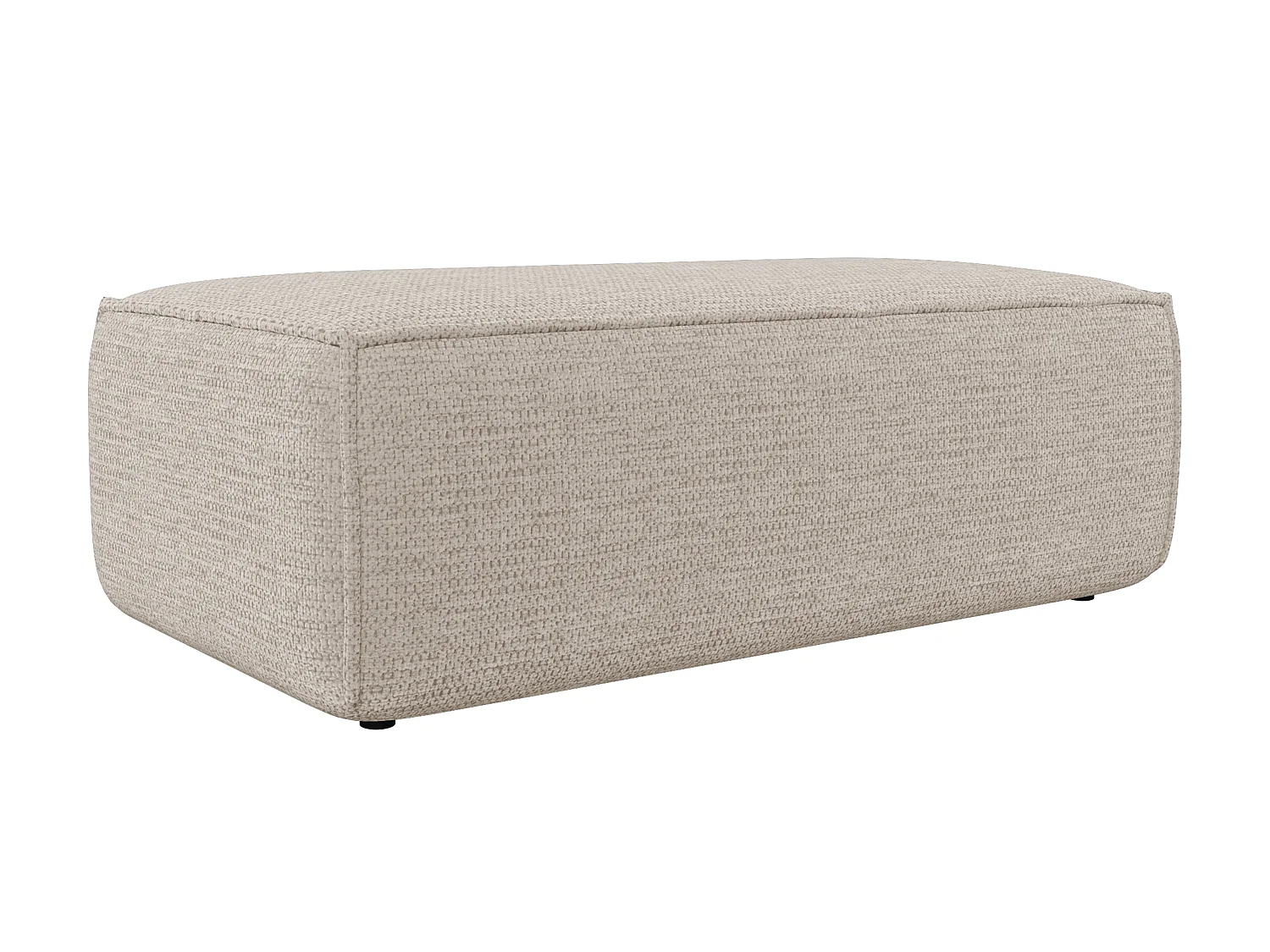 Pouf en tissu texturé beige AMELIA
