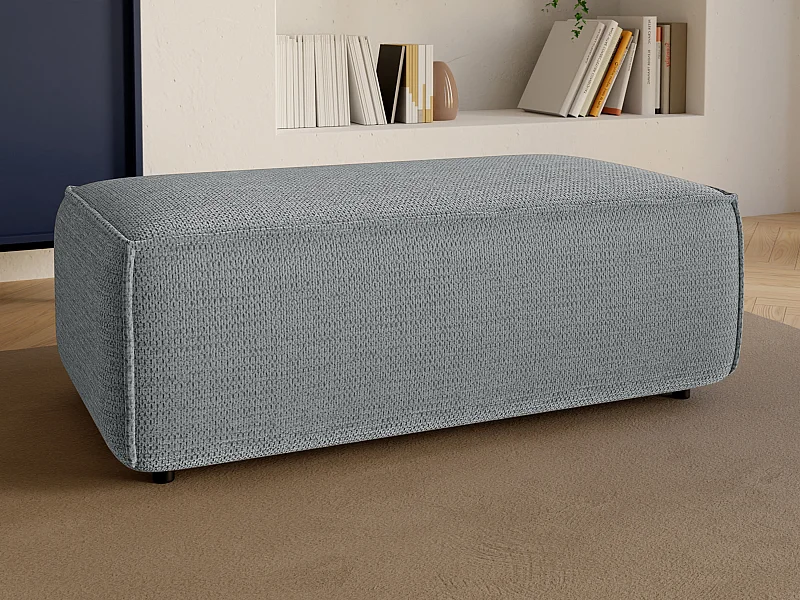 Pouf en tissu texturé gris AMELIA