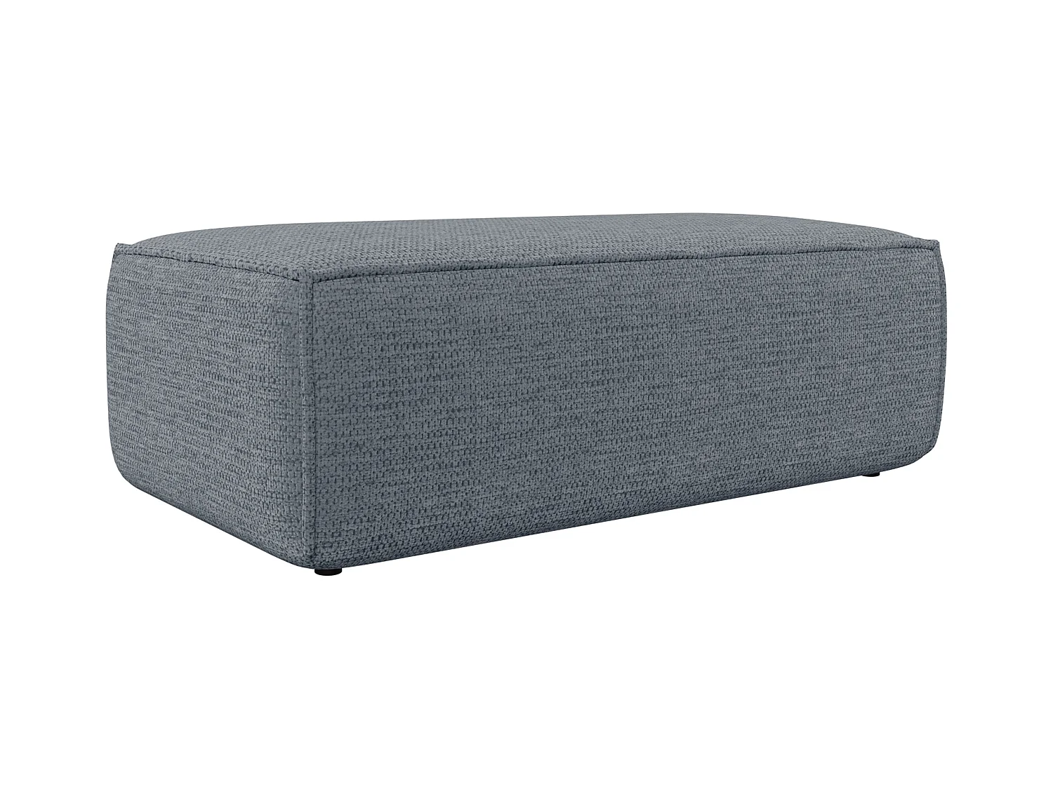Pouf en tissu texturé bleu AMELIA