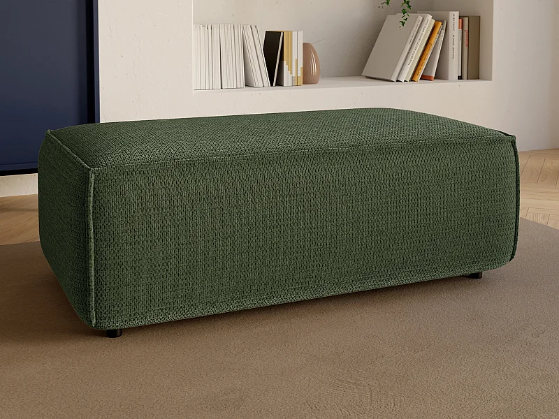 Pouf en tissu texturé vert AMELIA