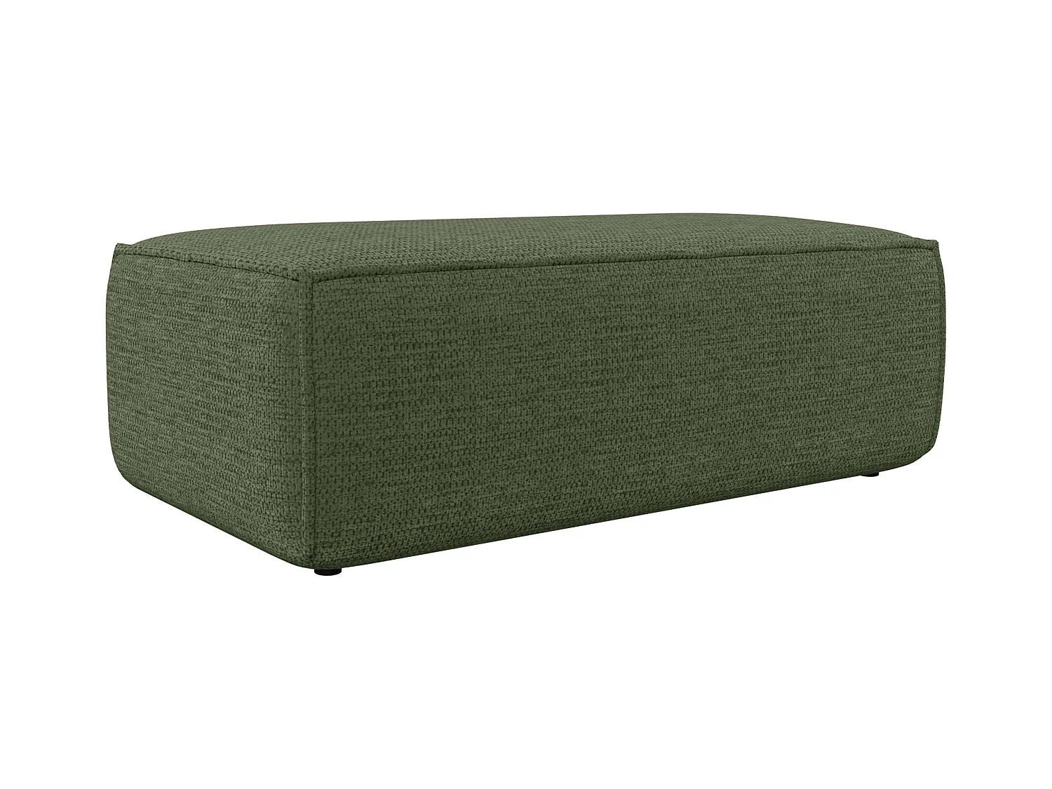 Pouf en tissu texturé vert AMELIA