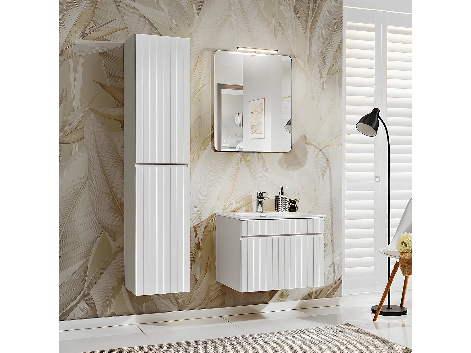 Enkele wastafel Zelie Wit 60cm