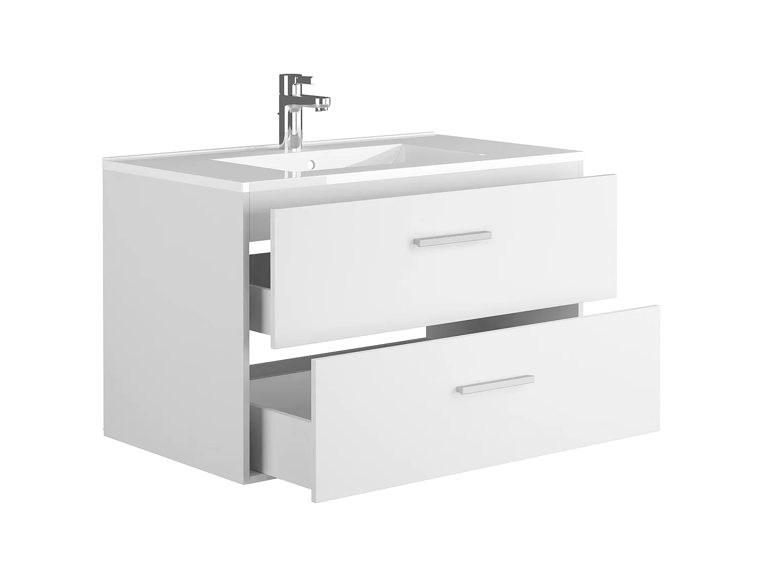 Mueble de baño flotante con lavabo - Color blanco - 80 cm - KAYLA