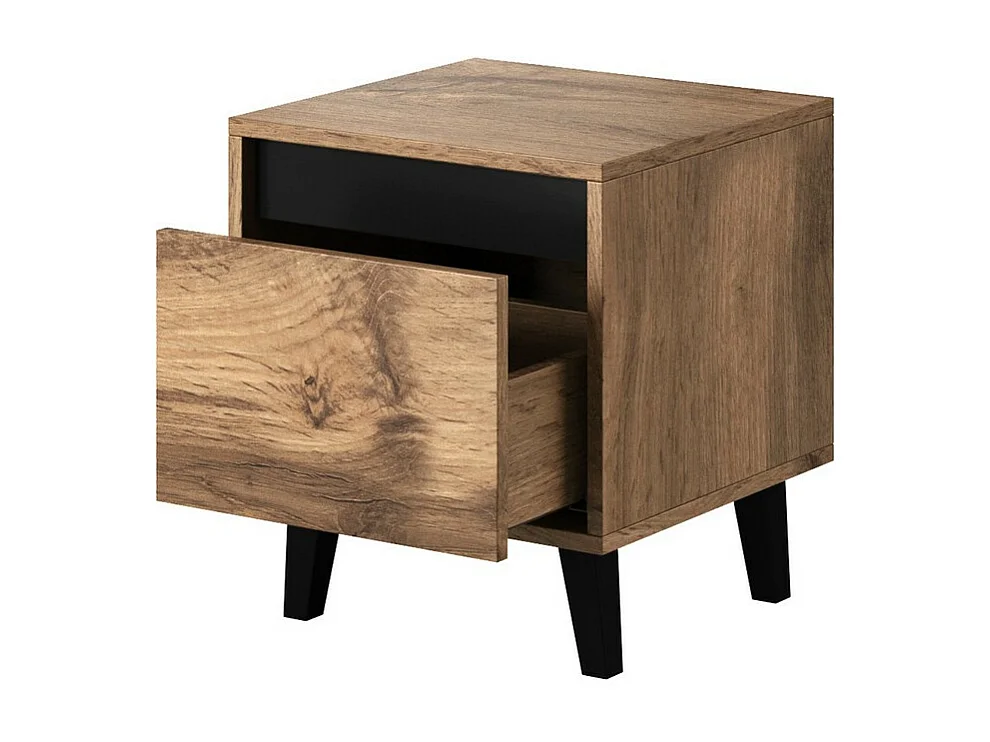 Lot de 2 tables de chevet aspect chêne wotan et gris anthracite Stik