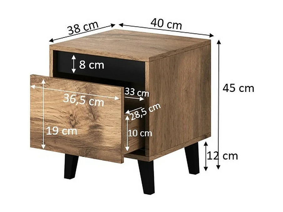 Lot de 2 tables de chevet aspect chêne wotan et gris anthracite Stik