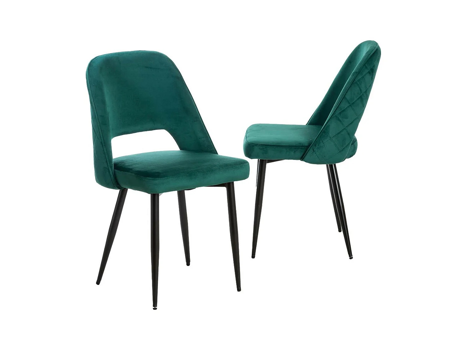 Chaise en velours vert Rumba (lot de 2)