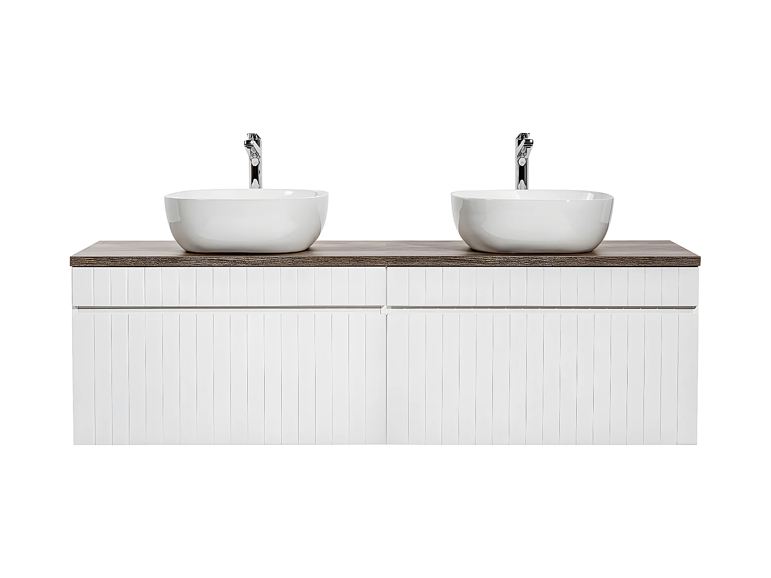 Meuble double vasque 160cm Zelie Blanc et Bois