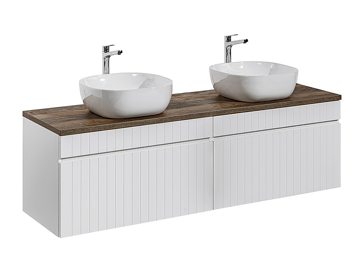 Meuble double vasque 160cm Zelie Blanc et Bois