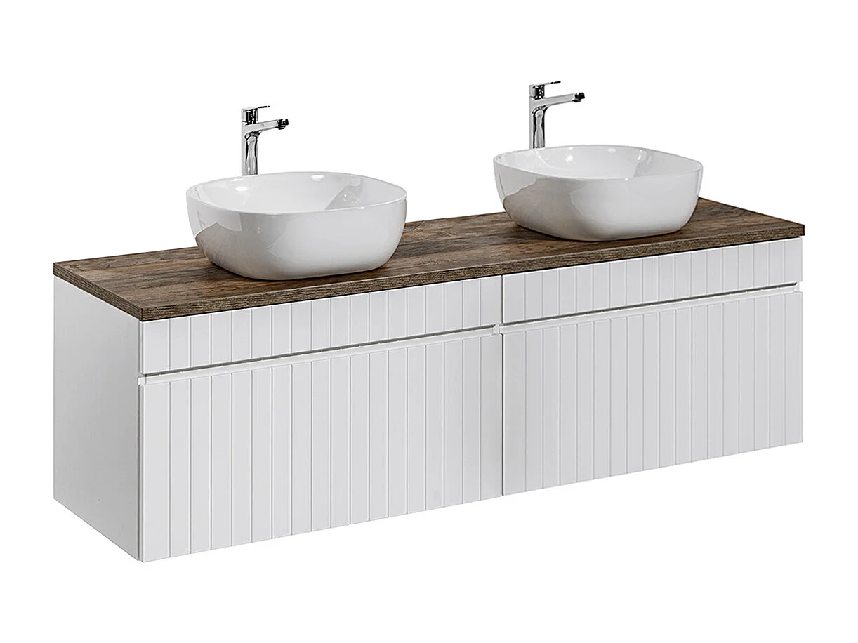Meuble double vasque 160cm Zelie Blanc et Bois