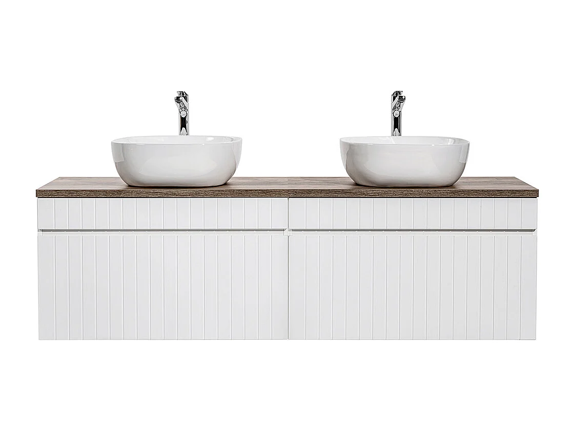 Meuble double vasque 160cm Zelie Blanc et Bois