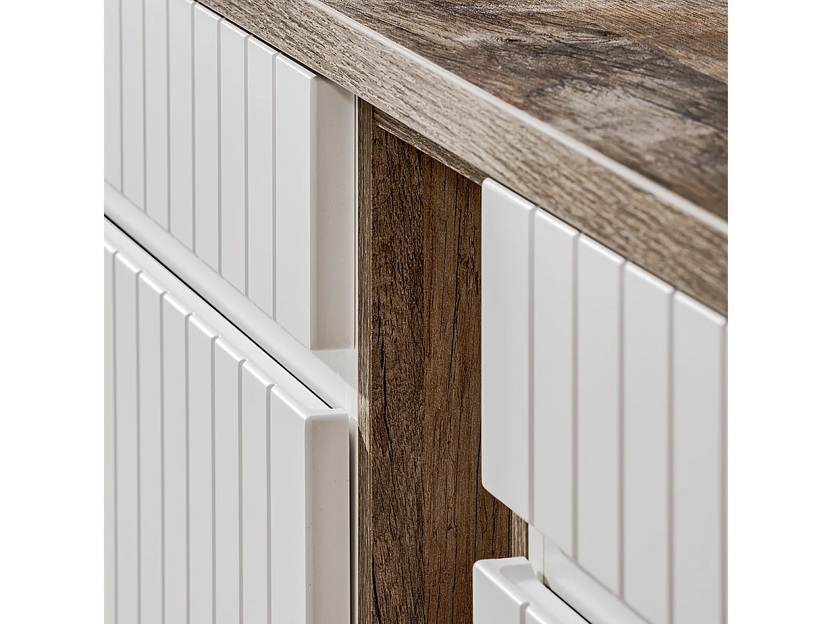 Dobbelt håndvask 180 cm 2 nicher Zelie Hvid og Træ