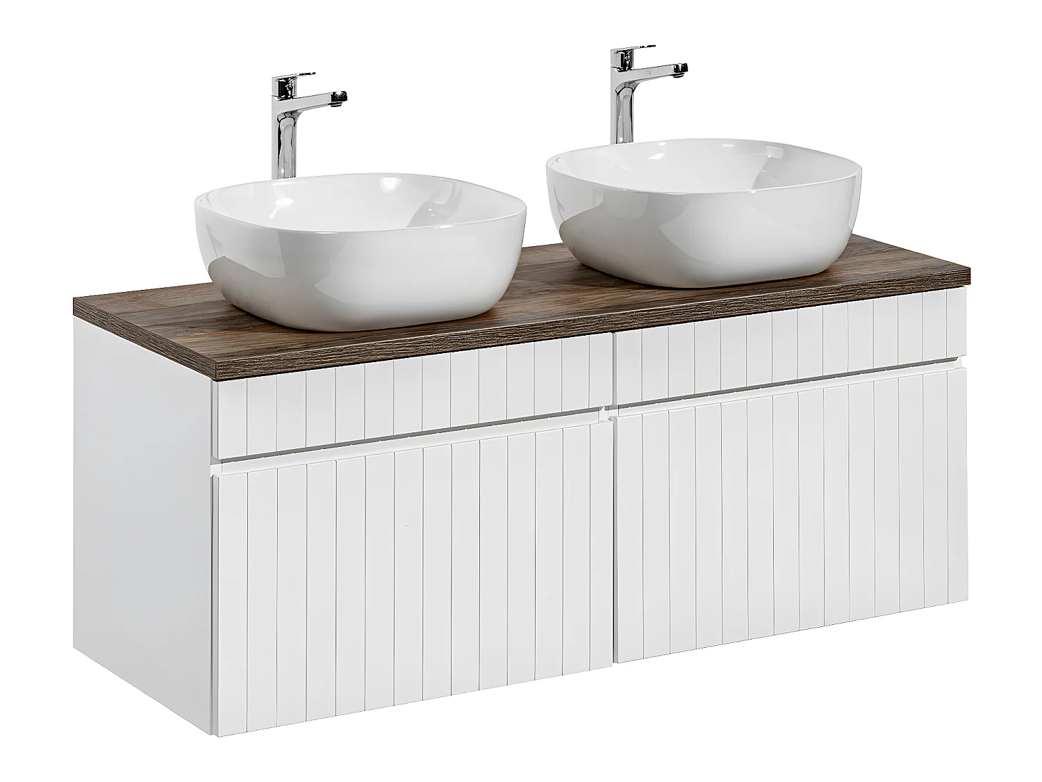 Meuble double vasque 120cm Zelie Blanc et Bois