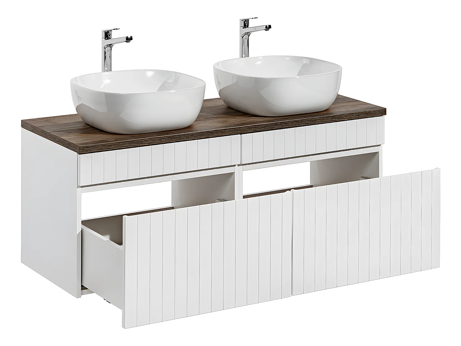 Meuble double vasque 120cm Zelie Blanc et Bois