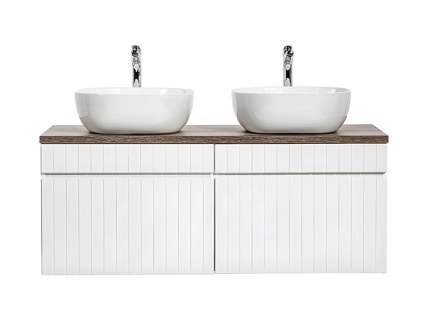 Meuble double vasque 120cm Zelie Blanc et Bois